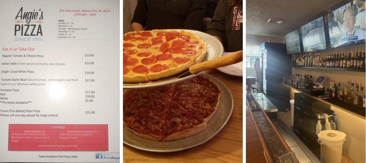 Angie's Pizza Menu