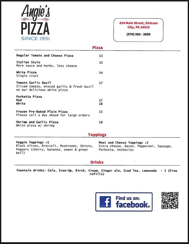Angie's Pizza Menu image 4